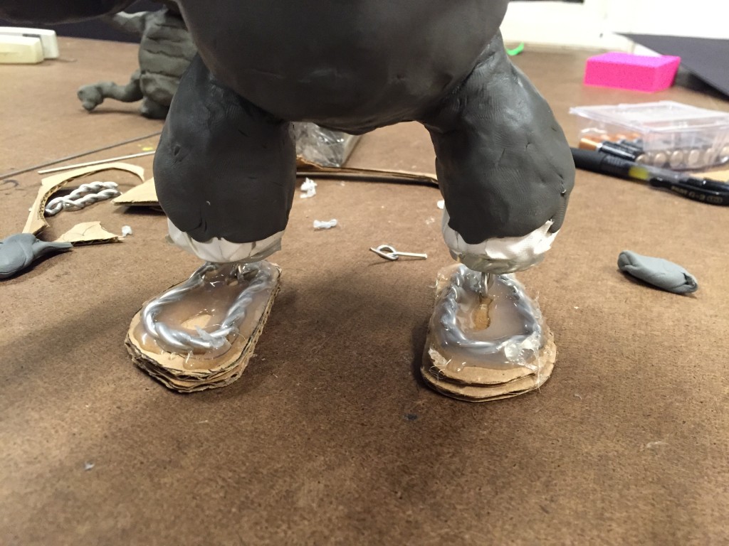 We realized that the monster needed feet, so I added them after the fact.